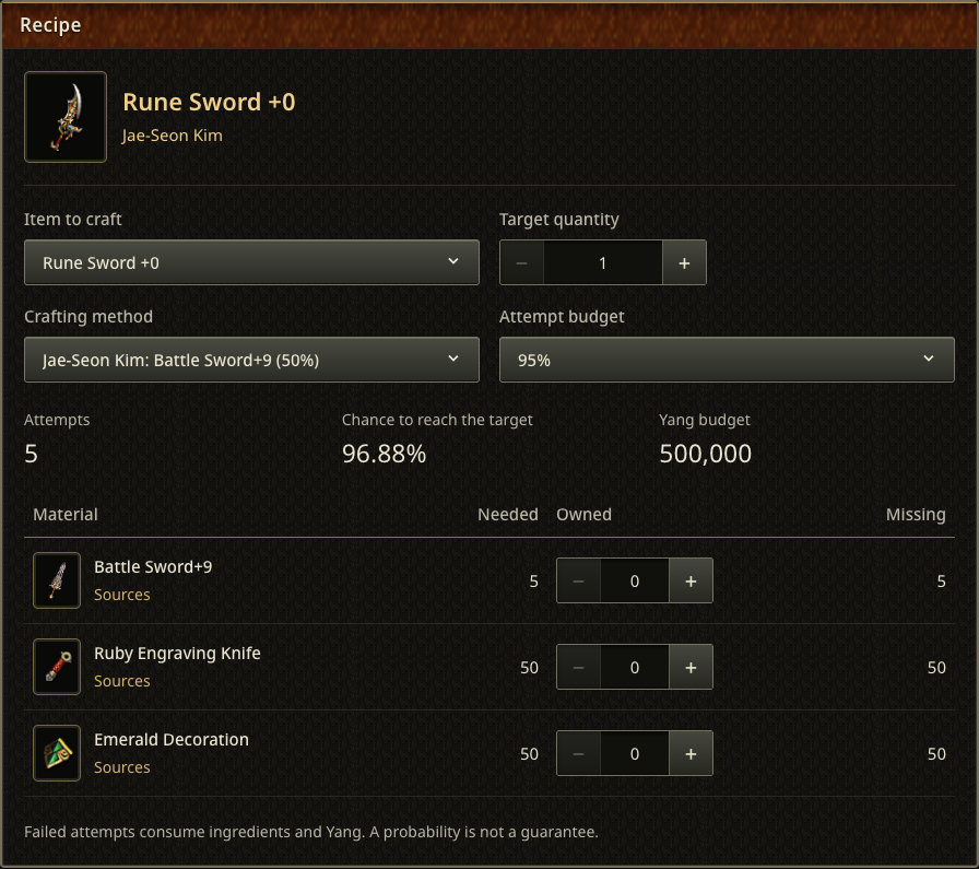Battle Sword+9 method: five attempts and 500,000 Yang.